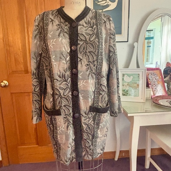 DEVERNOIS PARIS Jacquard Knit Sweater Jacket- size FR 42! - Picture 1 of 7